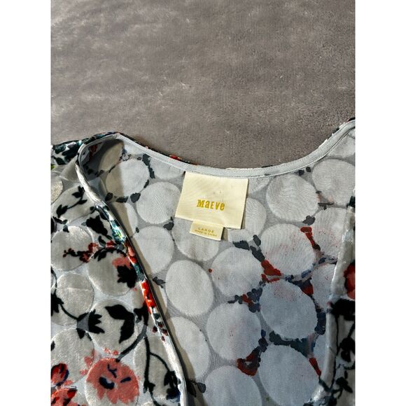 Maeve Anthropologie Umi Burnout Wrap Silk Blouse Large - Picture 2 of 7